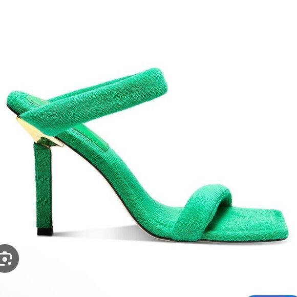 Good American Green Terry Slip On High Heel Sandals NEW - Picture 3 of 12